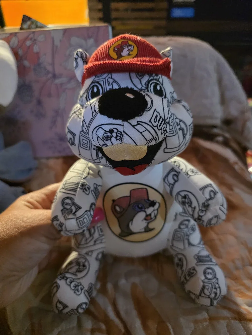 Bucees Plush Bear Toy - White with Red Hat